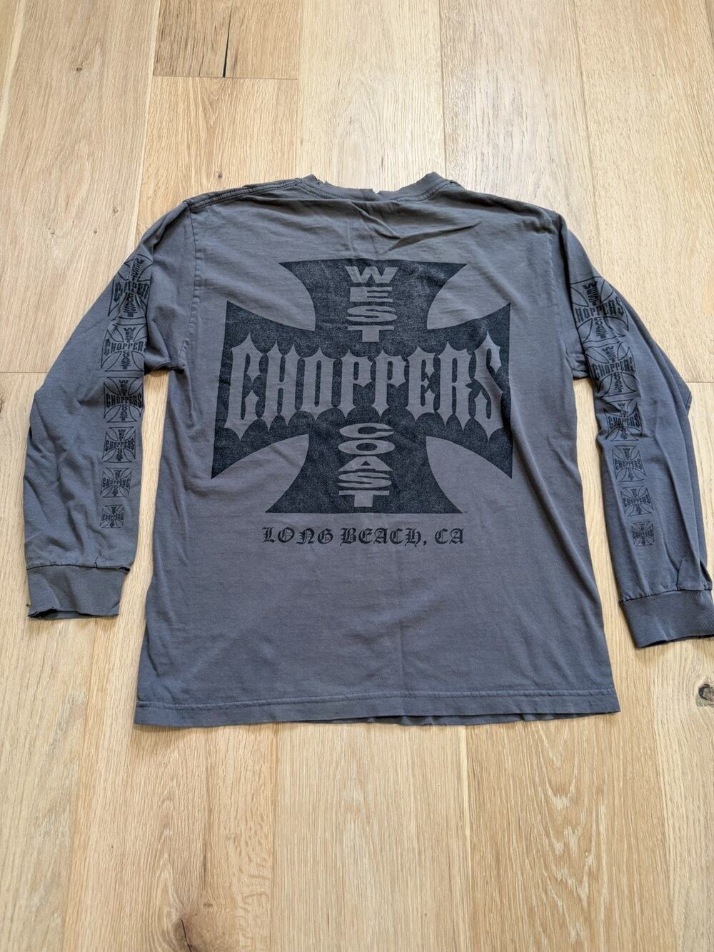 Vintage Y2K West Coast Choppers Gray Long Sleeve T Men's T-Shirt Size M Thrashed